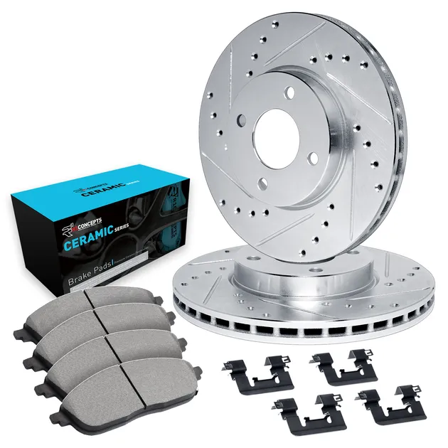 R1 Concepts WGWH1-73044 E- Line Series Rotor - D/S - Silver W/ Ceramic Pads & Hdw